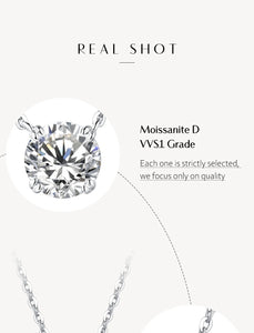 Moissanite Diamond 6.5mm 1CT Necklace For Woman Pendant 925 Silver Necklace For Women Chains Party Bridal Fine Jewelry