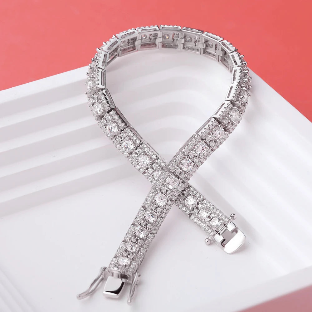 BXINY Luxury Full Moissanite Bracelet S925 Silver Sparkling Diamond for Women Engagement Wedding Fine Jewelry Gift GRA Certified