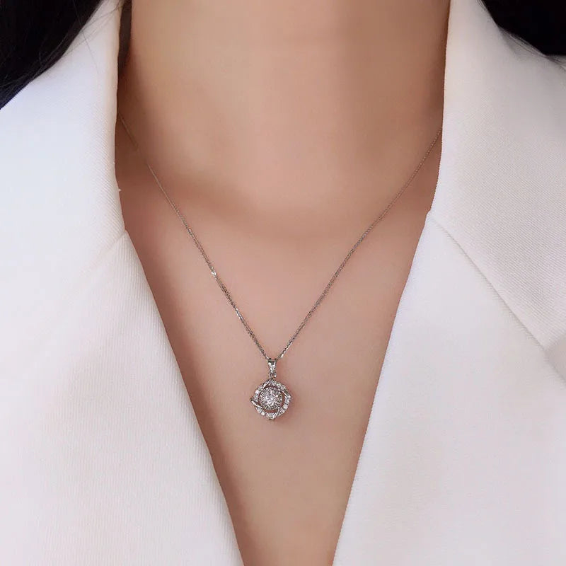 925 Sterling Silver Necklace Pendant 100% Real Moissanite For Women Fashion Clavicle Chain Necklaces Wedding Party Jewelry Gift
