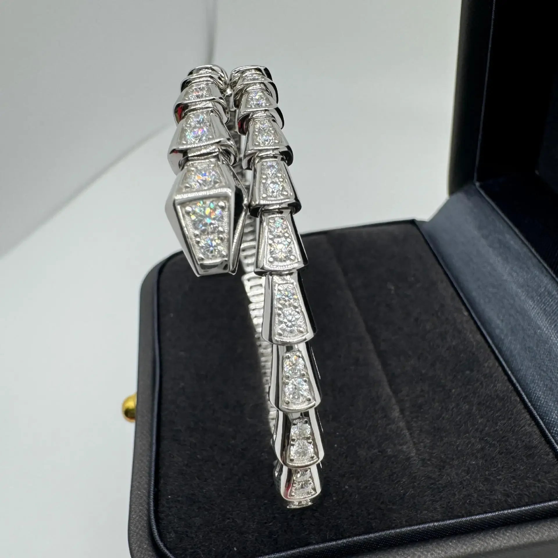 M-JAJA Moissanite Snake Bracelets Diamond Snake Wedding Ring for Women Adjustable 925 Sterling Silver Bangle Luxury Jewelry Set