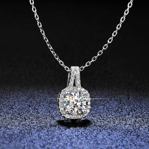 925 Sterling Silver Necklace Pendant 100% Real Moissanite For Women Fashion Clavicle Chain Necklaces Wedding Party Jewelry Gift