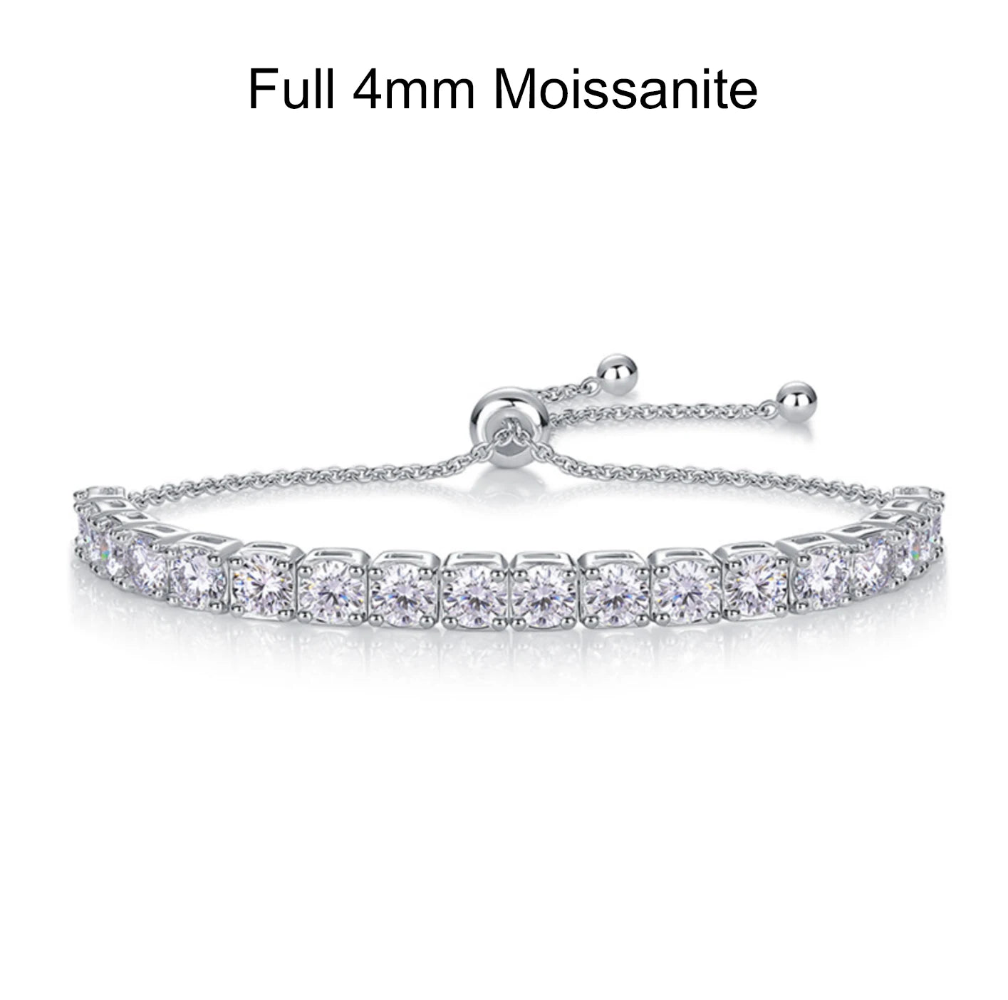 Moissanite Tennis Bracelet 1.8ct-9ct Diamond Bracelets for Women 18K White Gold Plated S925 Sterling Silver Adjustable Bracelets