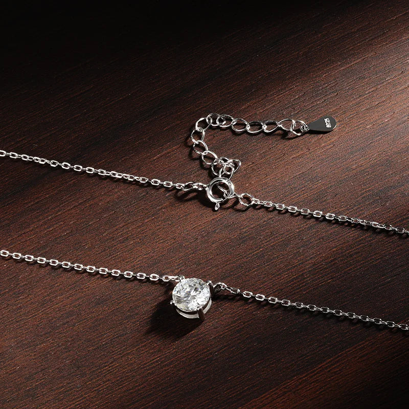 Moissanite Necklace 1-2ct D Color Solitaire Pandent GRA Certified Lab Diamond 925 Sterling Silver Plated 18k Necklaces for Women