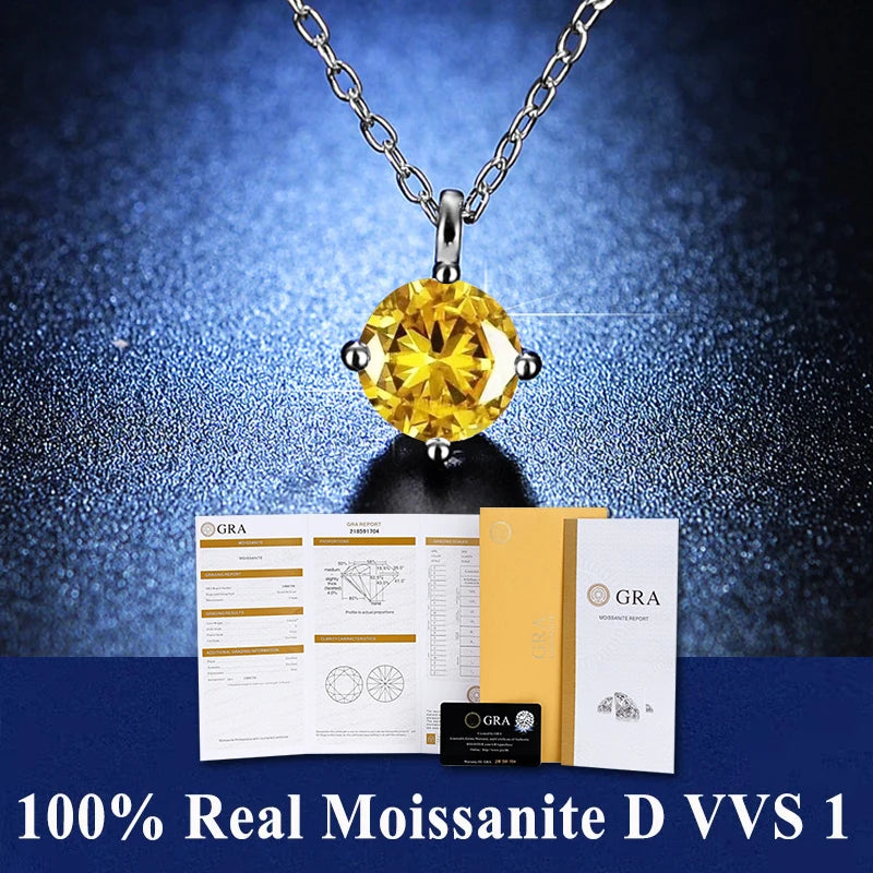 100% Real Moissanite Pendant Necklace D Color 1 Carat GRA Certificate for Women Wedding Bridal S925 Sterling Silver Fine Jewelry