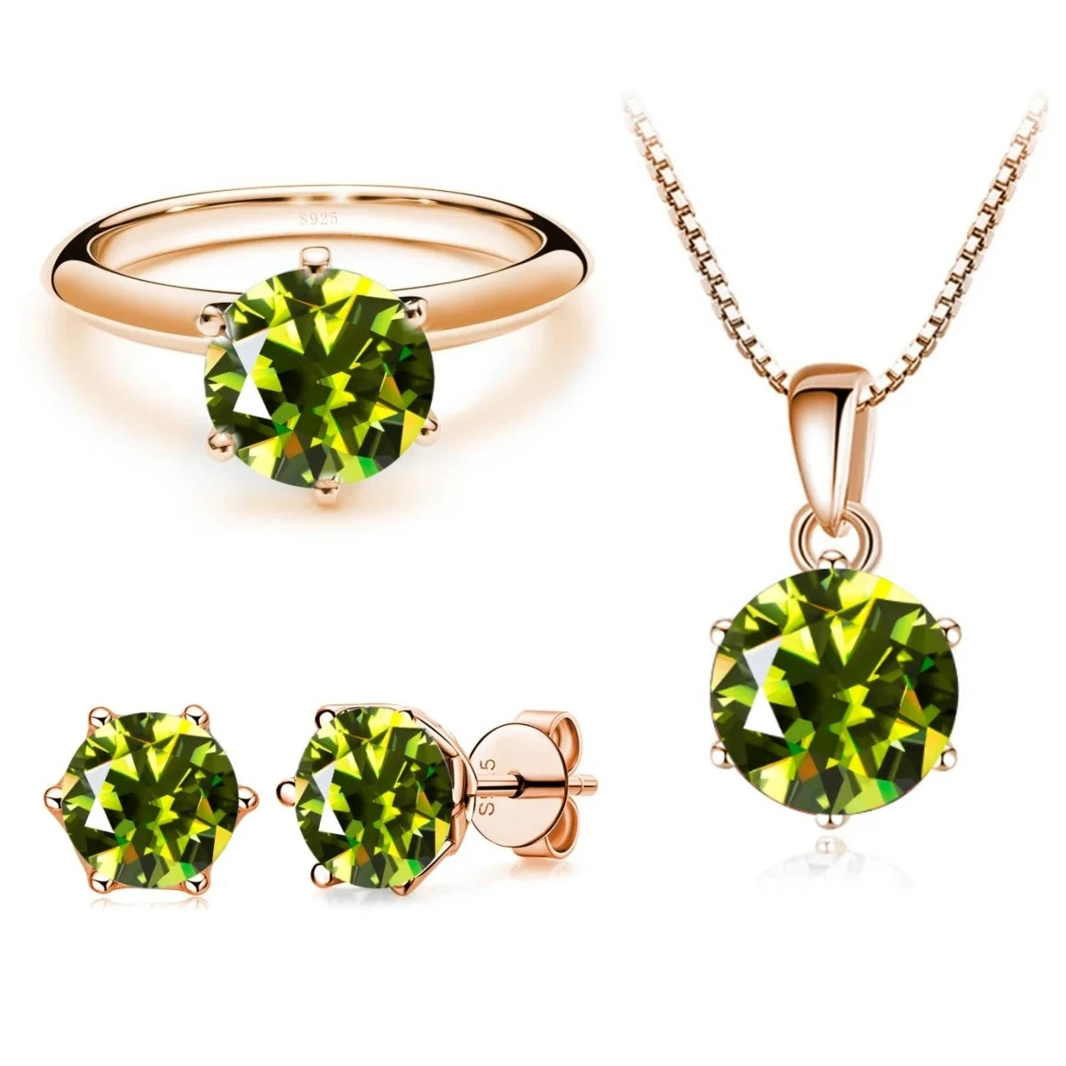 Moissanite  Jewelry Set  for charm lady Rose Gold Plated with total 4 carat mossanite silver 925 jewerly set gift classic design