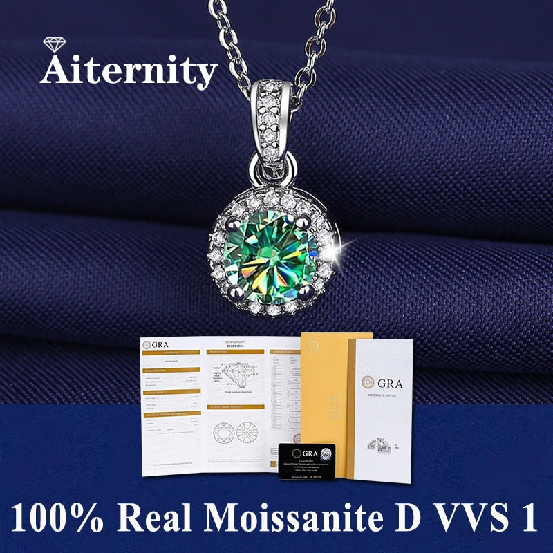925 Sterling Silver Necklace Pendant 100% Real Moissanite For Women Fashion Clavicle Chain Necklaces Wedding Party Jewelry Gift
