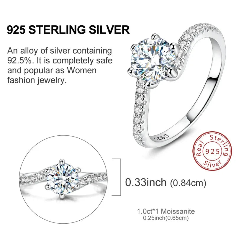 Moissanite Ring Real 925 Sterling Silver Simple Sparkling Shiny Oval Stone Ring For Women Engagement Wedding Luxury Fine Jewelry
