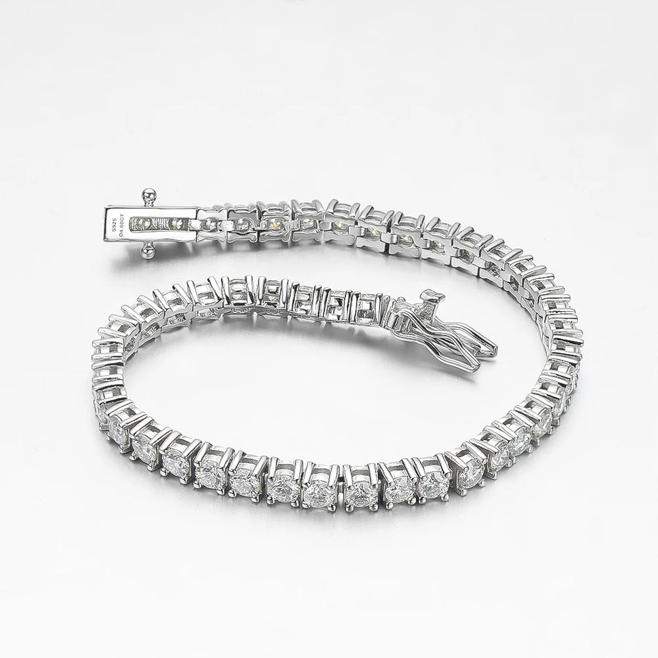 OEVAS 100% 925 Sterling Silver Real 3-5mm Moissanite Bracelet For Women Sparkling Wedding Party Fine Jewelry Valentine's Gifts