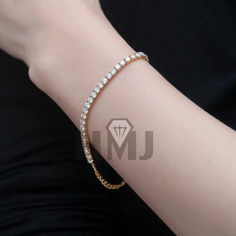 Moissanite Tennis Bracelet Original S925 Sterling Silver Plated 18k Yellow Gold with GRA Bracelets for Women Man