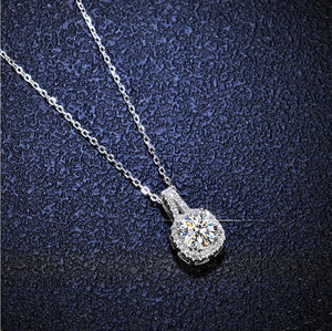 925 Sterling Silver Necklace Pendant 100% Real Moissanite For Women Fashion Clavicle Chain Necklaces Wedding Party Jewelry Gift