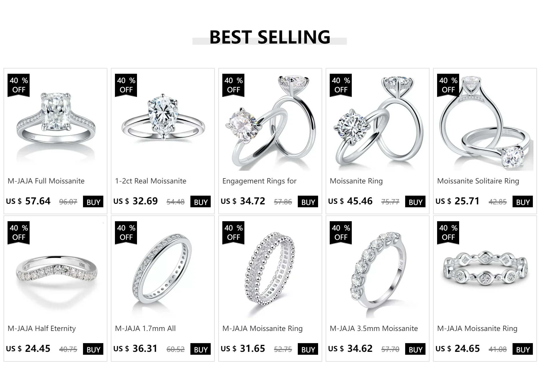 Moissanite Ring for Women Half Eternity Wedding Band Original 925 Sterling Silver 0.7ct D Color VVS1 Lab Diamond Fine Jewelry