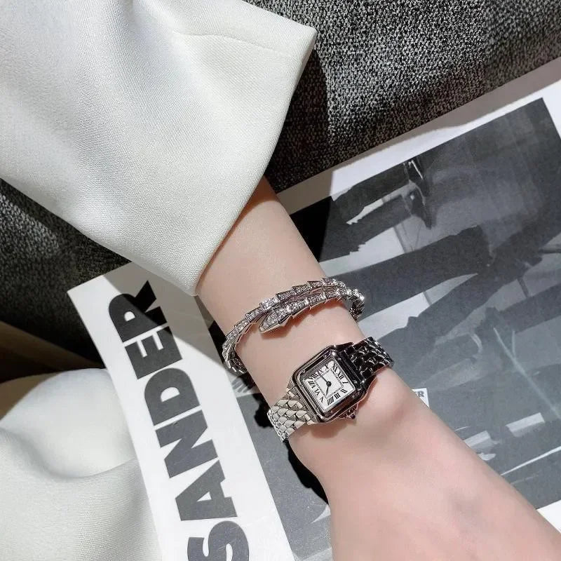 M-JAJA Moissanite Snake Bracelets Diamond Snake Wedding Ring for Women Adjustable 925 Sterling Silver Bangle Luxury Jewelry Set