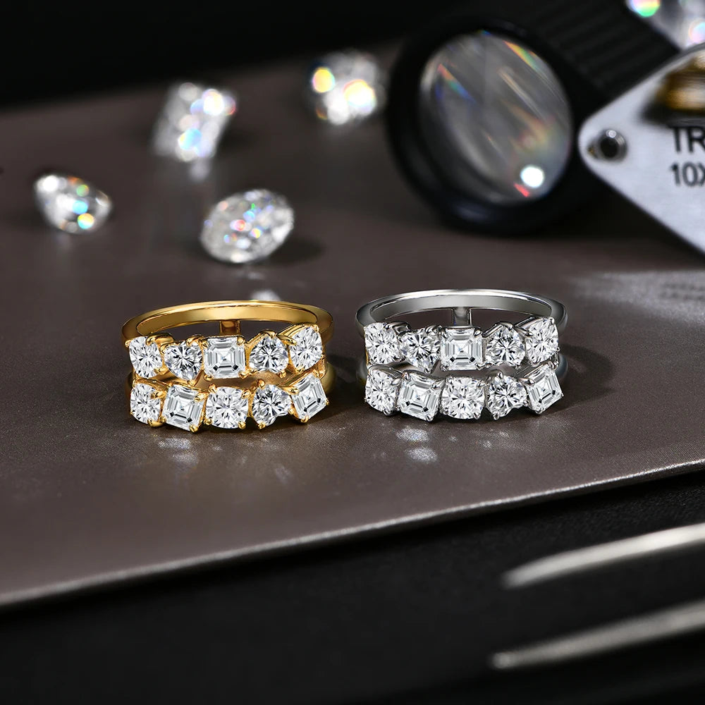 CHARMING Luxury 3.2 CT Sparkling S925 Silver Moissanite Diamond Ring for Women Engagement Wedding Fine Jewelry Anniversary Gift