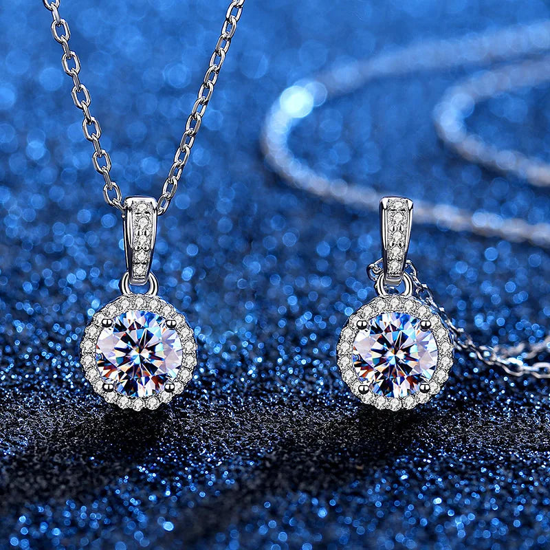 925 Sterling Silver Necklace Pendant 100% Real Moissanite For Women Fashion Clavicle Chain Necklaces Wedding Party Jewelry Gift
