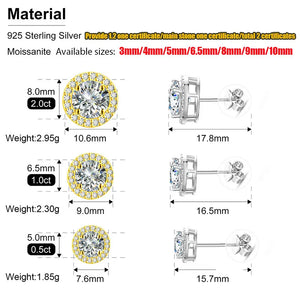 TUHE Unisex VVS1 Moissanite Women Earrings 925 Silver Fine Jewelry Earings 3MM/4MM/5MM Silver 925 Fashion Earrings Women Gift