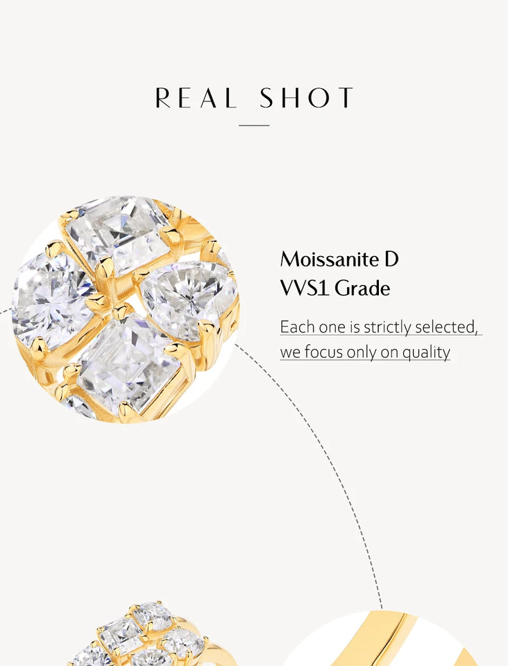 CHARMING Luxury 3.2 CT Sparkling S925 Silver Moissanite Diamond Ring for Women Engagement Wedding Fine Jewelry Anniversary Gift
