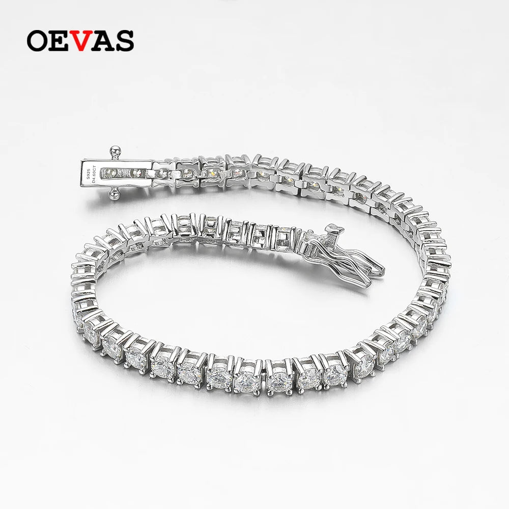 OEVAS 100% 925 Sterling Silver Real 3-5mm Moissanite Bracelet For Women Sparkling Wedding Party Fine Jewelry Valentine's Gifts