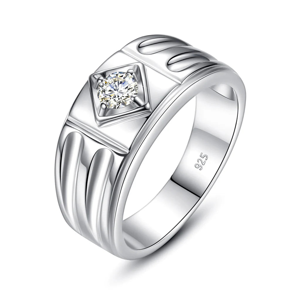 Men Moissanite Ring with Certificate 0.3ct D Color VVS1 Male Original 925 Sterling Silver Rings Luxury Engagement Wedding Gift