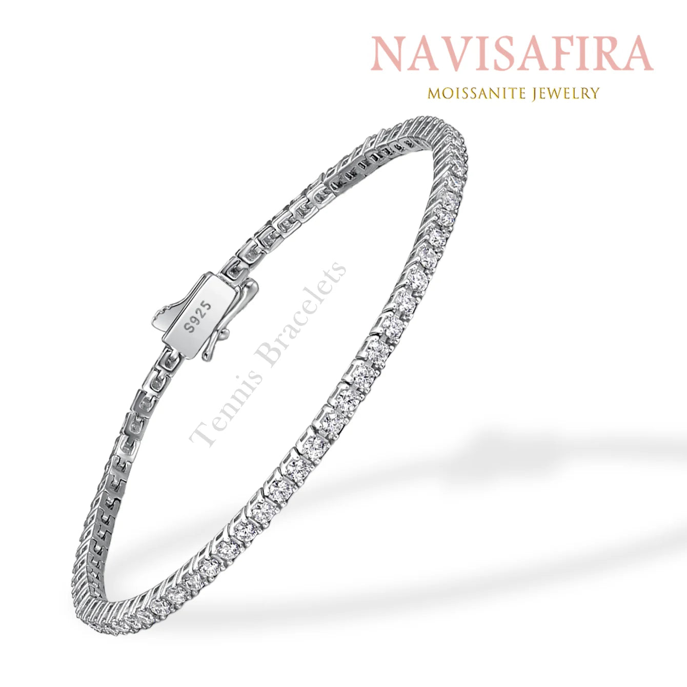 Moissanite Tennis Bracelet for Women 925 Sterling Silver Round Cut 2mm 3mm 4mm 5mm Size Options Elegant Fine Jewelry Gift