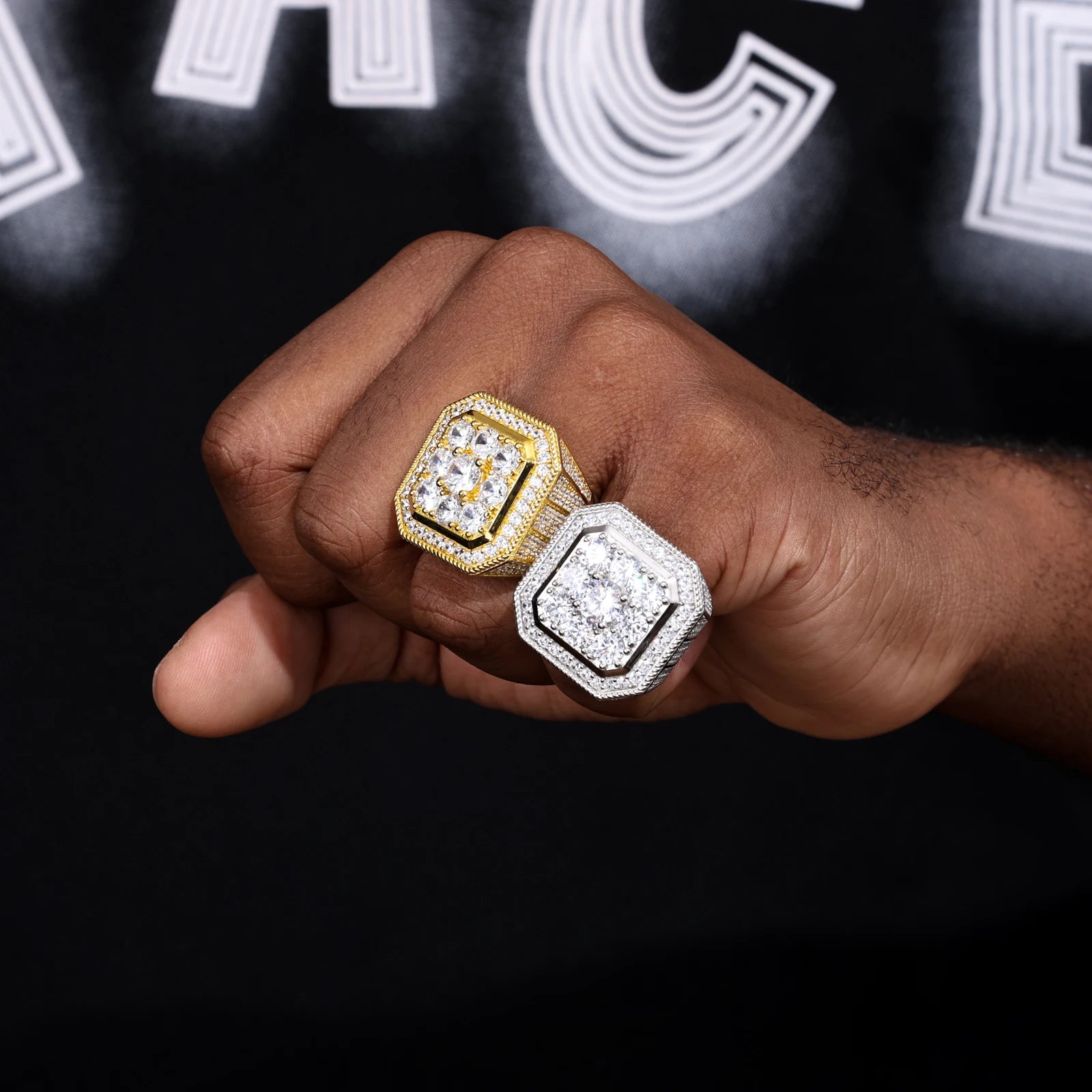 Moissanite Finger Rings Men Certificate Square Couple Ring For Women Luxury 925 Sterling Silver High Quality Hip Hop Jewelry