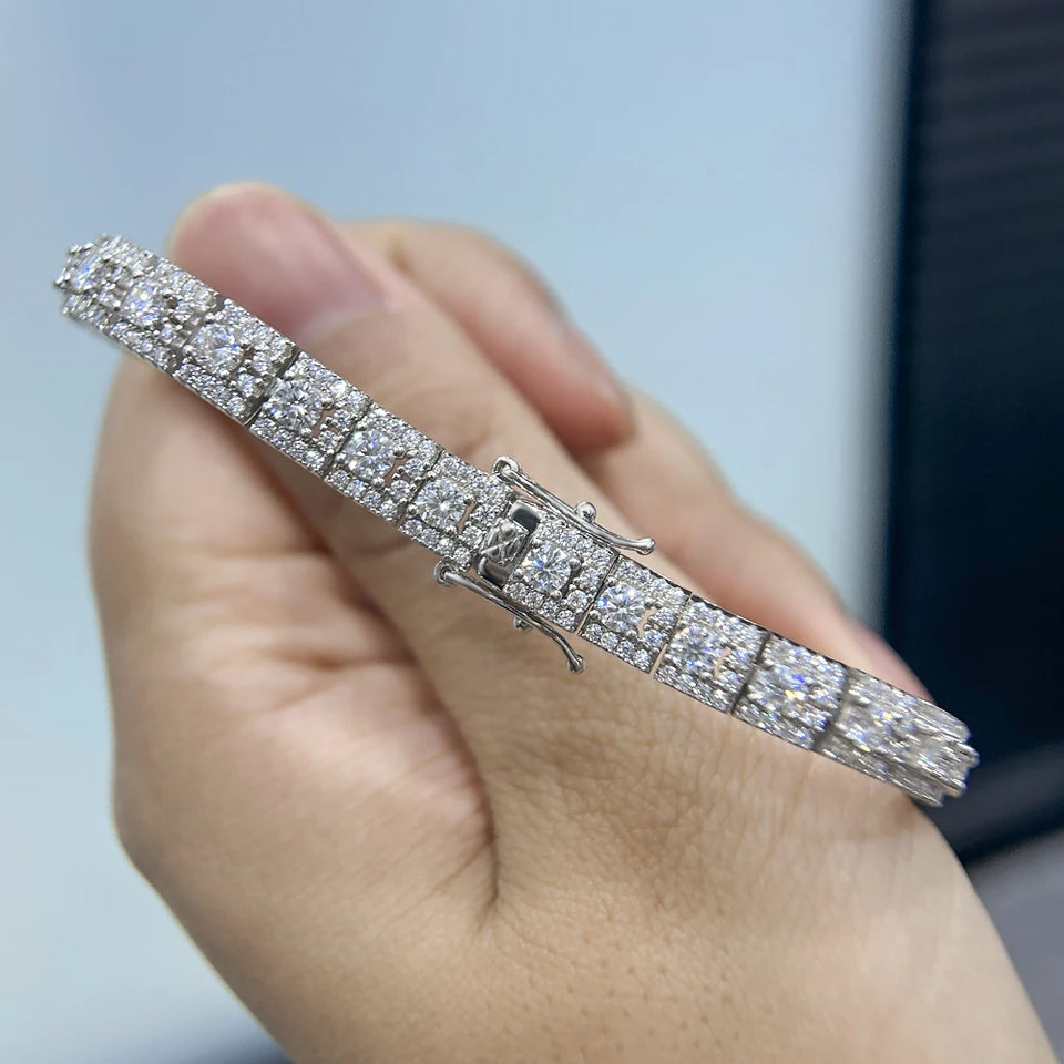 BXINY Luxury Full Moissanite Bracelet S925 Silver Sparkling Diamond for Women Engagement Wedding Fine Jewelry Gift GRA Certified