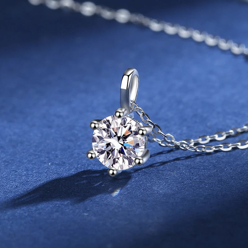 100% Real Moissanite Pendant Necklace D Color 1 Carat GRA Certificate for Women Wedding Bridal S925 Sterling Silver Fine Jewelry