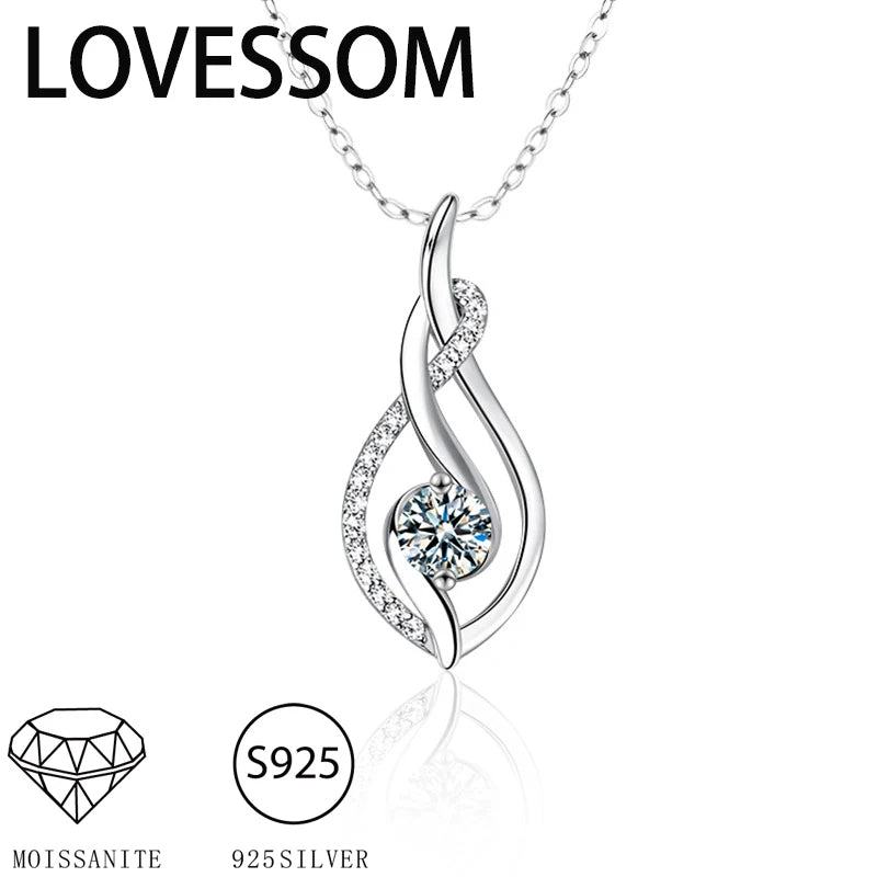 A 925 silver 0.5 carat moissanite classic casual fashion elegant versatile high quality men's and women's pendant necklace