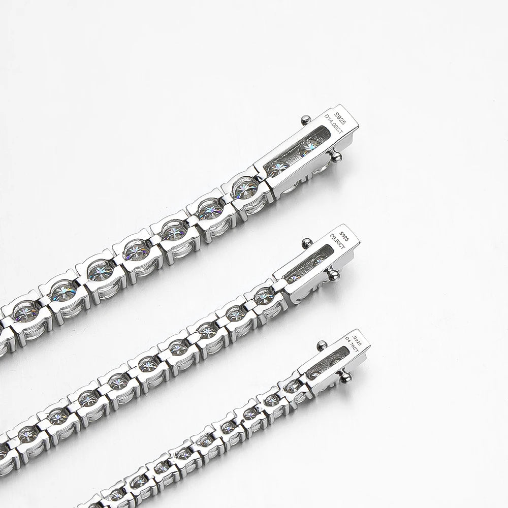 OEVAS 100% 925 Sterling Silver Real 3-5mm Moissanite Bracelet For Women Sparkling Wedding Party Fine Jewelry Valentine's Gifts