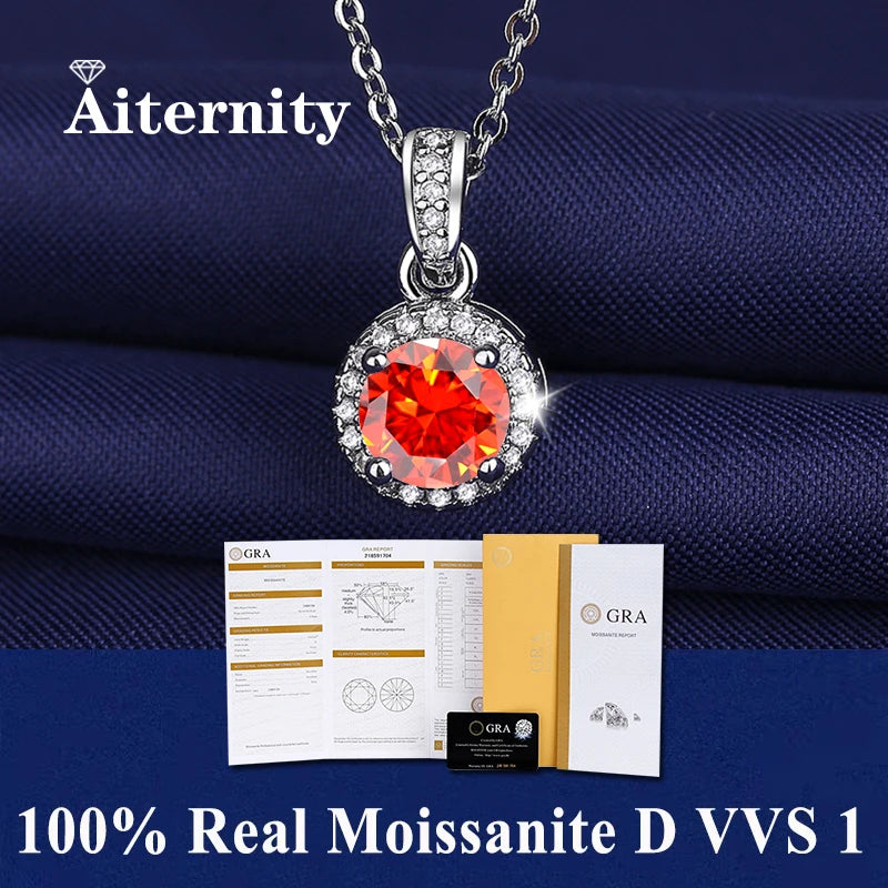925 Sterling Silver Necklace Pendant 100% Real Moissanite For Women Fashion Clavicle Chain Necklaces Wedding Party Jewelry Gift