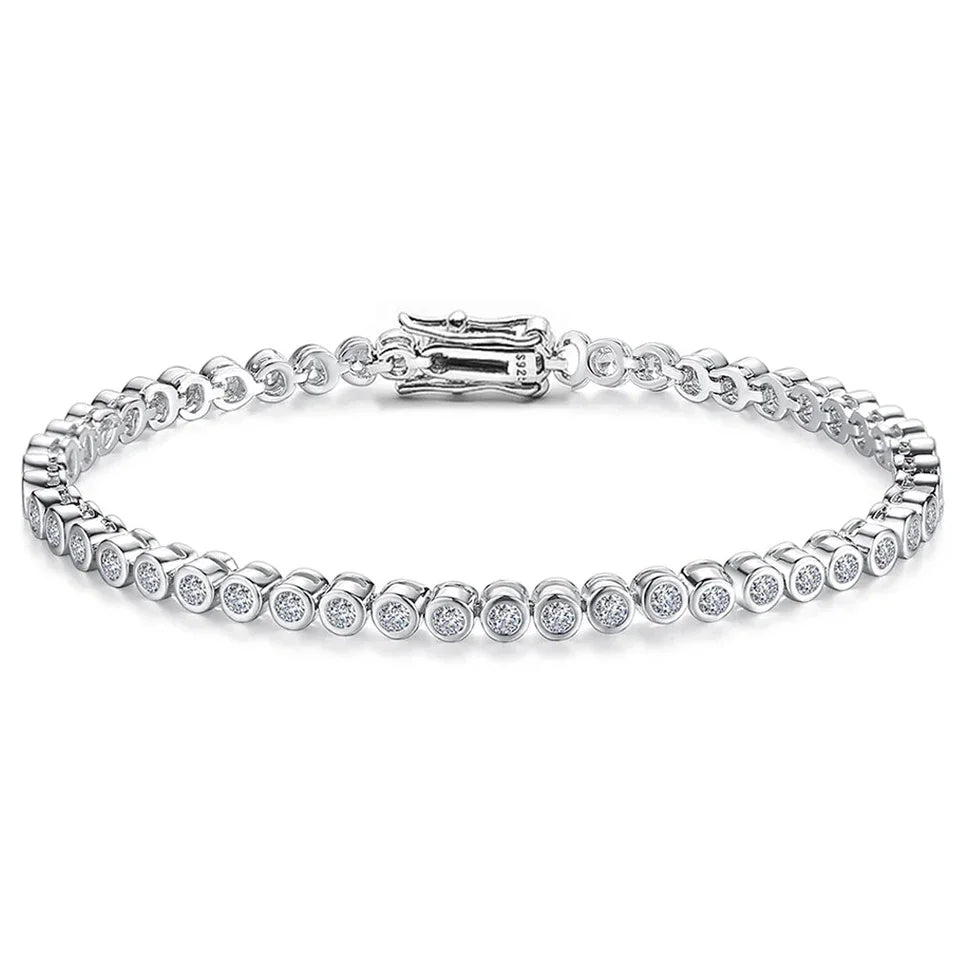 2mm Moissanite Tennis Bracelet for Woman Men 925 Sterling Silver Plated 18k Gold Hip Hop Chain Round Bubble Diamond Bracelets