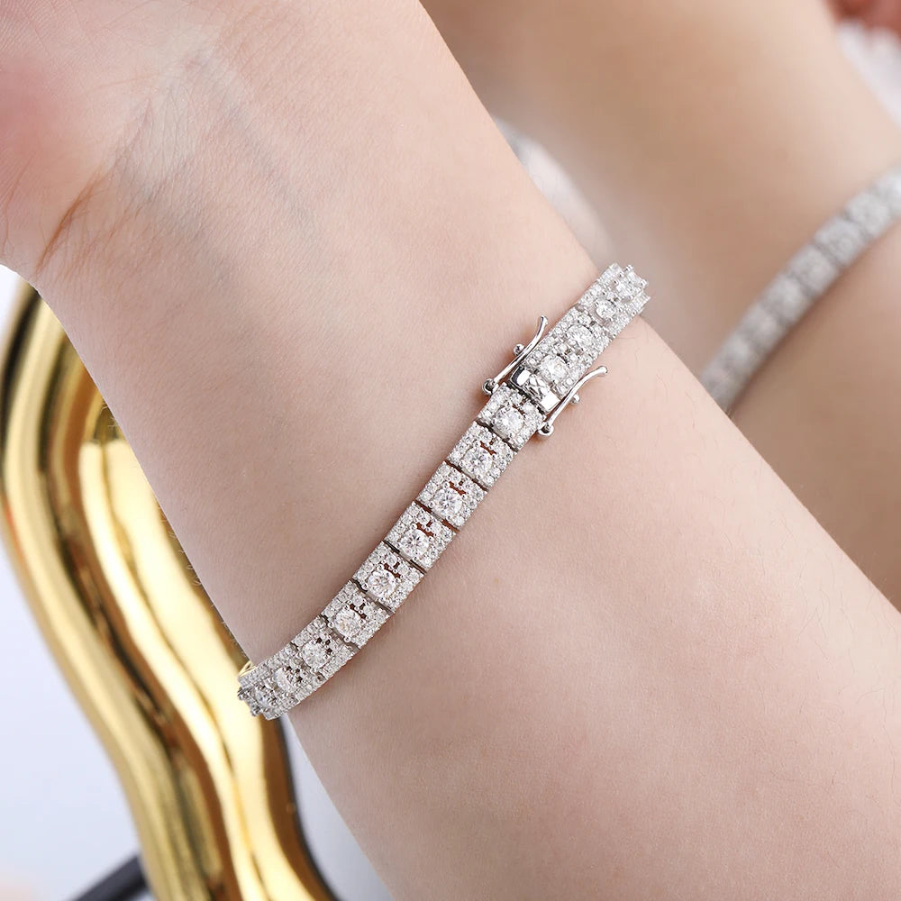 BXINY Luxury Full Moissanite Bracelet S925 Silver Sparkling Diamond for Women Engagement Wedding Fine Jewelry Gift GRA Certified