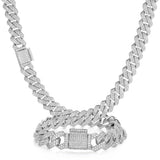 KNOBSPIN D Color Moissanite Cuban Bracelet 925 Sterling Sliver Plated with 18k White Gold Diamond Cuban Link Chain for Women Man