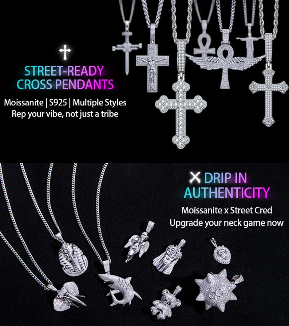 MossanRappr 8.46cttw Moissanite Iced out Diamond Ring 925 Sterling Silver High Quality and Fashion Jewelry for Men's Party Wear