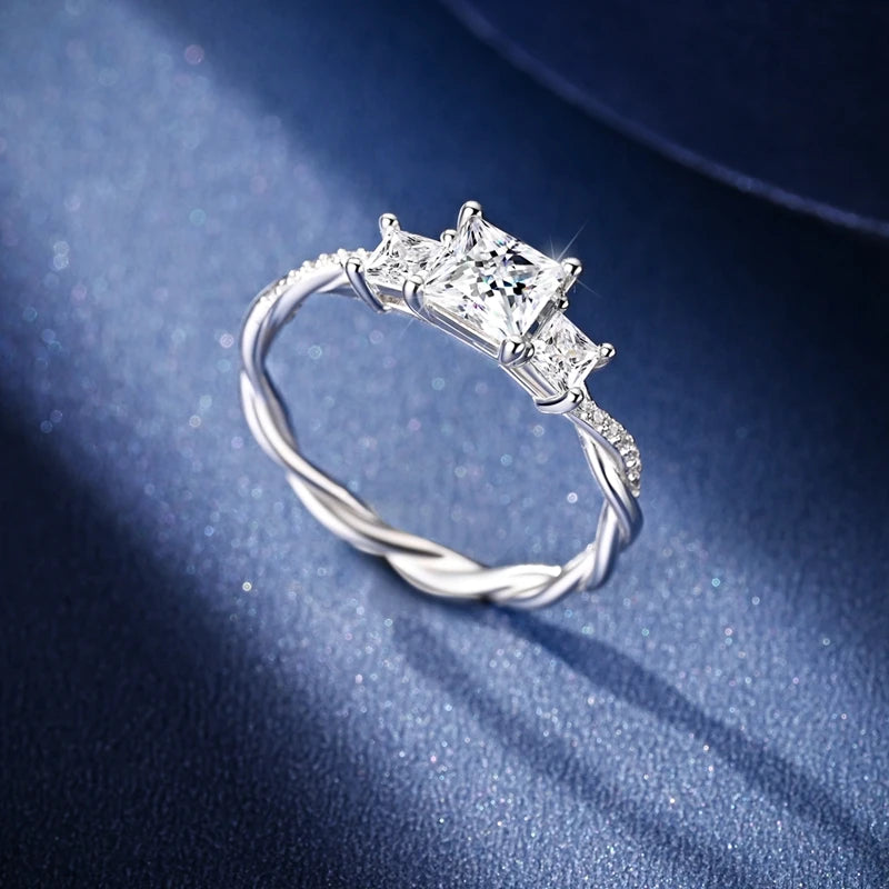 Moissanite Ring Real 925 Sterling Silver Simple Sparkling Shiny Oval Stone Ring For Women Engagement Wedding Luxury Fine Jewelry