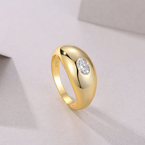 JIUZUAN Christmas Gift Moissanite Ring, 18K Gold Plated S925 Silver, Unique Oval Design, Hypoallergenic Jewelry for Women