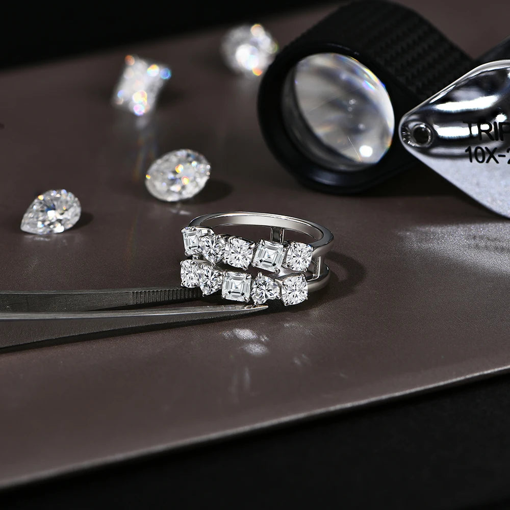 CHARMING Luxury 3.2 CT Sparkling S925 Silver Moissanite Diamond Ring for Women Engagement Wedding Fine Jewelry Anniversary Gift