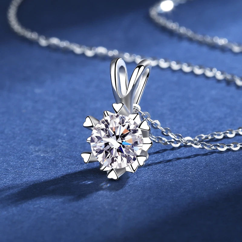 100% Real Moissanite Pendant Necklace D Color 1 Carat GRA Certificate for Women Wedding Bridal S925 Sterling Silver Fine Jewelry