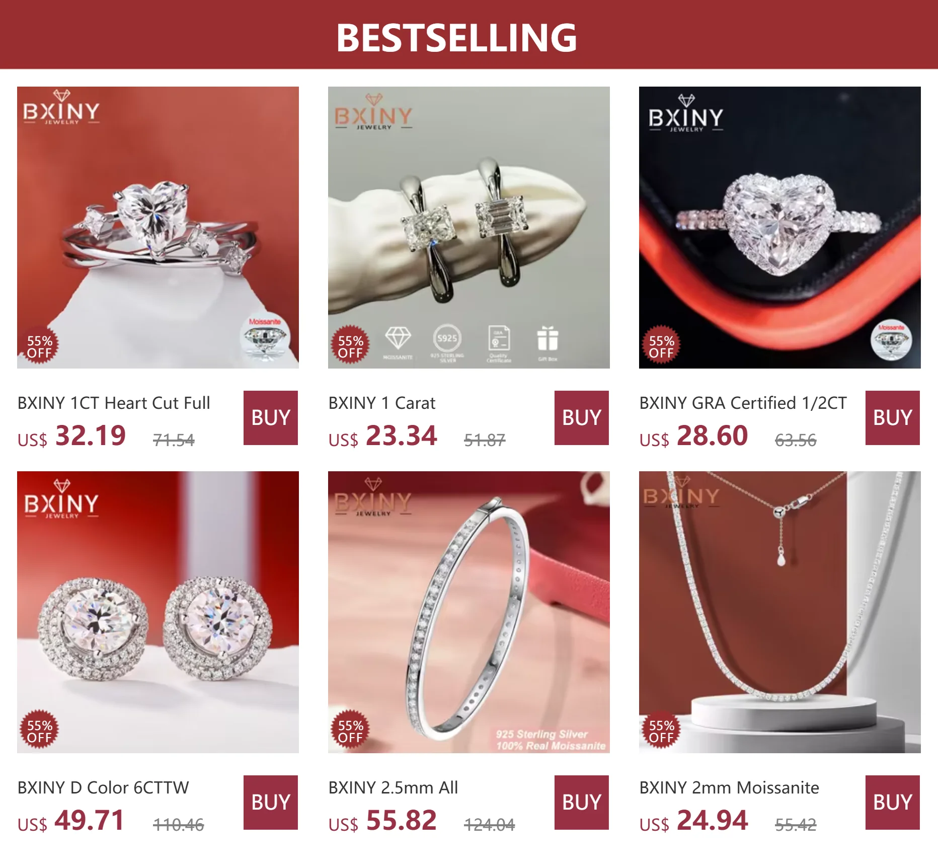 BXINY Luxury Full Moissanite Bracelet S925 Silver Sparkling Diamond for Women Engagement Wedding Fine Jewelry Gift GRA Certified