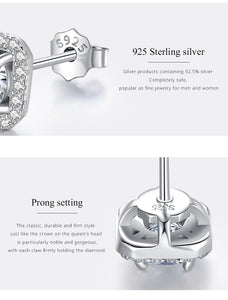 Moissanite Diamond Unusual Square Halo Stud Earrings For Women Certified 925 Sterling Silver Trendy Fine Anniversary Jewelry