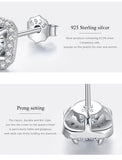 Moissanite Diamond Unusual Square Halo Stud Earrings For Women Certified 925 Sterling Silver Trendy Fine Anniversary Jewelry