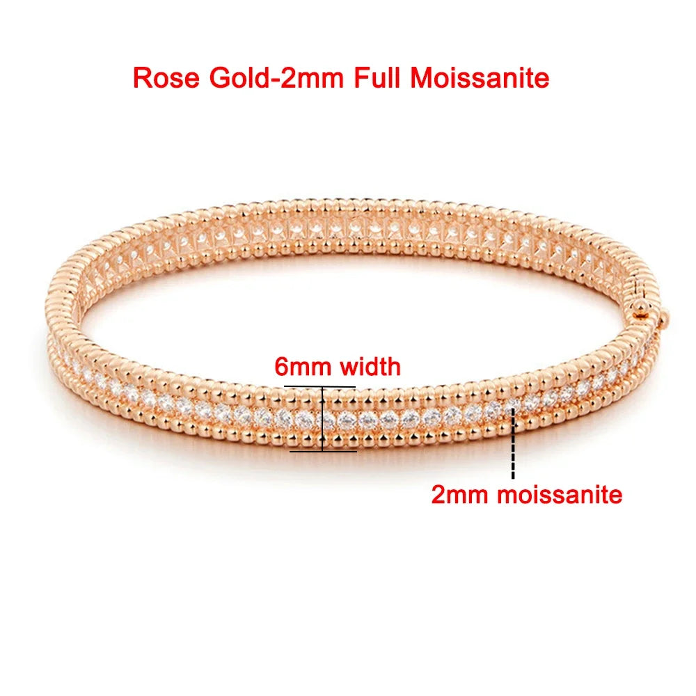 2mm Full Moissanite Bracelets with GRA Certified 100% 925 Sterling Silver Plated 18K Gold Luxury Fine Jewelry Bangle For Women