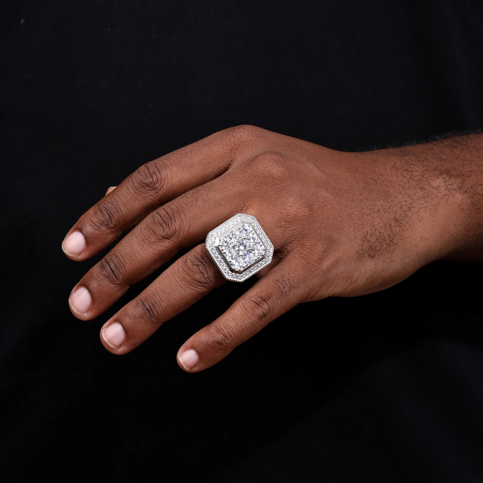 Moissanite Finger Rings Men Certificate Square Couple Ring For Women Luxury 925 Sterling Silver High Quality Hip Hop Jewelry