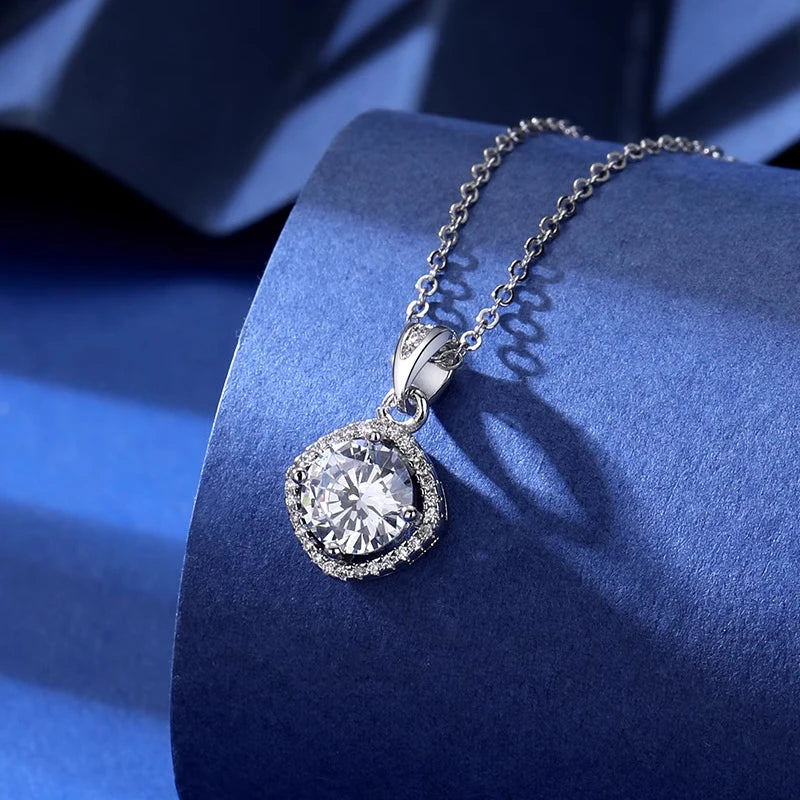 100% Real Moissanite Pendant Necklace D Color 1 Carat GRA Certificate for Women Wedding Bridal S925 Sterling Silver Fine Jewelry