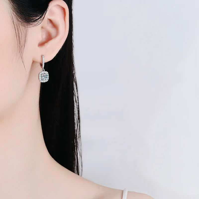 Moissanite earrings s925 silver stud earrings classic square bag earrings, exquisitely crafted quality