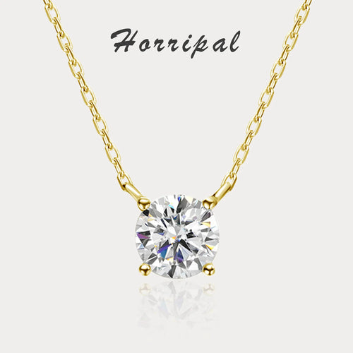 Moissanite Necklace 1-2ct D Color Solitaire Pandent GRA Certified Lab Diamond 925 Sterling Silver Plated 18k Necklaces for Women