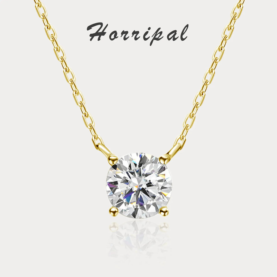 Moissanite Necklace 1-2ct D Color Solitaire Pandent GRA Certified Lab Diamond 925 Sterling Silver Plated 18k Necklaces for Women