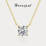 Moissanite Necklace 1-2ct D Color Solitaire Pandent GRA Certified Lab Diamond 925 Sterling Silver Plated 18k Necklaces for Women