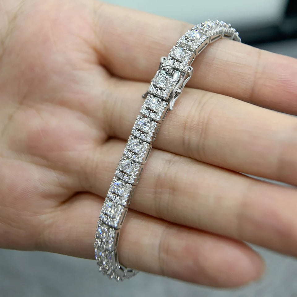 BXINY Luxury Full Moissanite Bracelet S925 Silver Sparkling Diamond for Women Engagement Wedding Fine Jewelry Gift GRA Certified
