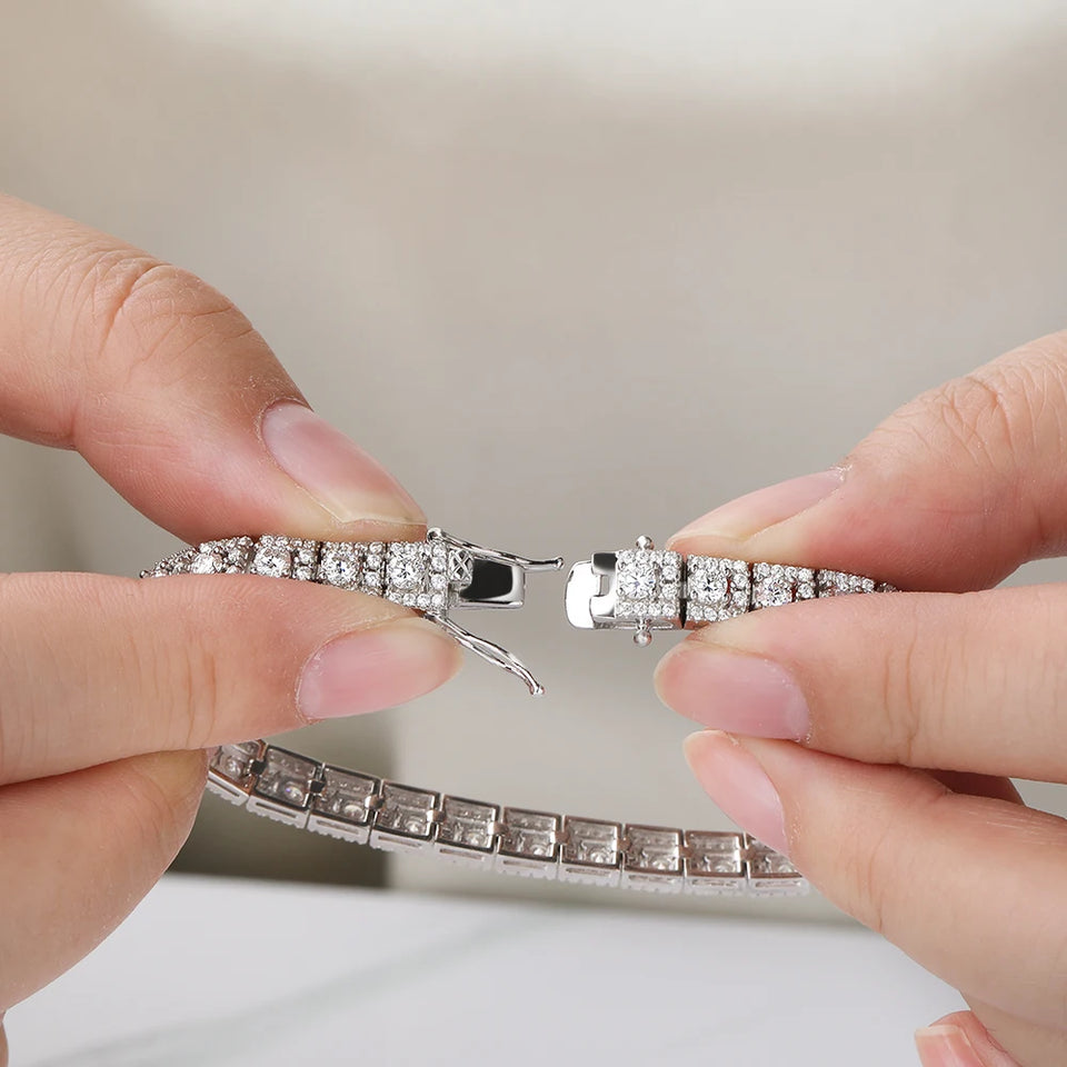 BXINY Luxury Full Moissanite Bracelet S925 Silver Sparkling Diamond for Women Engagement Wedding Fine Jewelry Gift GRA Certified