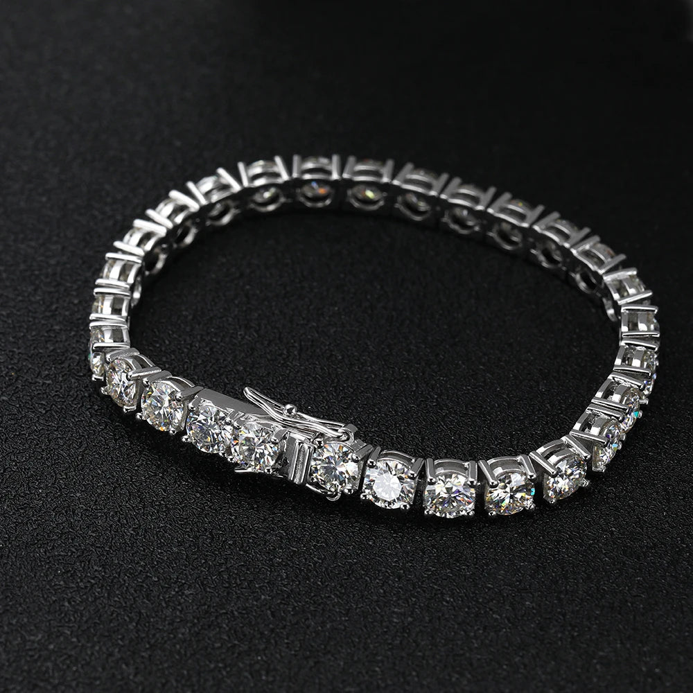 OEVAS 100% 925 Sterling Silver Real 3-5mm Moissanite Bracelet For Women Sparkling Wedding Party Fine Jewelry Valentine's Gifts